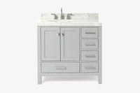 Ariel cambridge 36-37 in. left offset oval single sink vanity with (0.75,1.5,2) in countertop