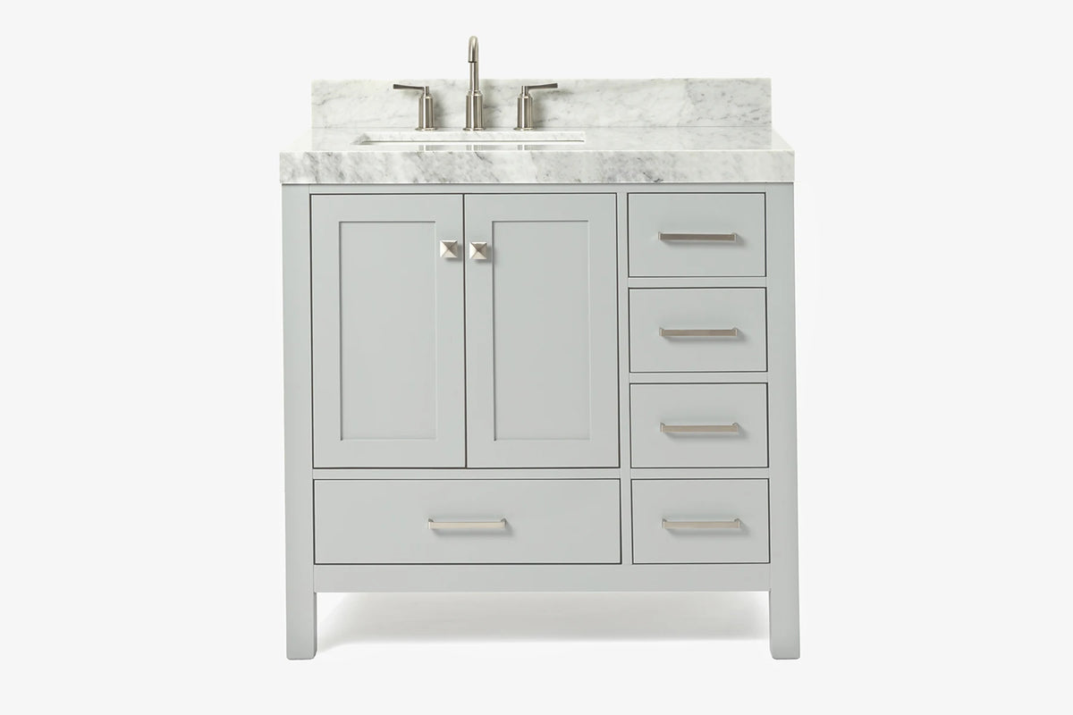 Ariel cambridge 36-37 in. left offset rectangle single sink vanity with (0.75,1.5,2) in countertop