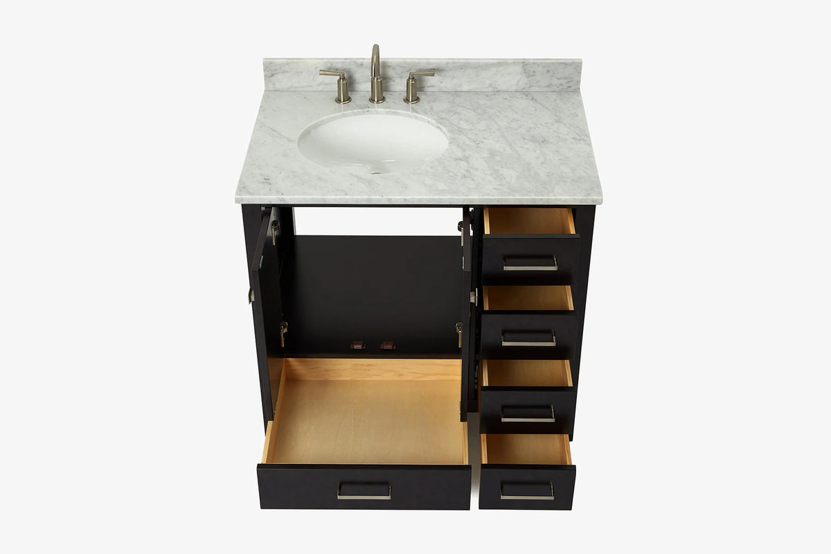 Ariel cambridge 36-37 in. left offset oval single sink vanity with (0.75,1.5,2) in countertop