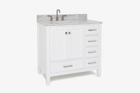 Ariel cambridge 36-37 in. left offset oval single sink vanity with (0.75,1.5,2) in countertop