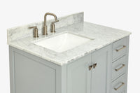 Ariel cambridge 36-37 in. left offset rectangle single sink vanity with (0.75,1.5,2) in countertop