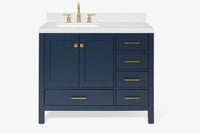 Ariel cambridge (43" & 42") left offset rectangle single sink vanity with marble (0.75", 1.5" & 2") in countertop