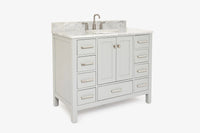 Ariel cambridge(42" & 43") single oval sink vanity with marble (0.75",1.5" & 2") in countertop