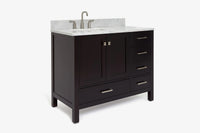 Ariel stafford 61 inch single rectangle sink vanity with carrara white marble countertop w/1.5" edge in white