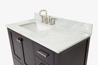 Ariel cambridge (43" & 42") left offset rectangle single sink vanity with marble (0.75", 1.5" & 2") in countertop