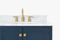 Ariel cambridge(42"&43") in. right offset oval single sink vanity with  marble (0.75",1.5"& 2") in countertop