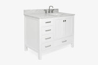 Ariel cambridge (43" & 42") right offset oval single sink vanity with  marble (0.75", 1.5" & 2") countertop.