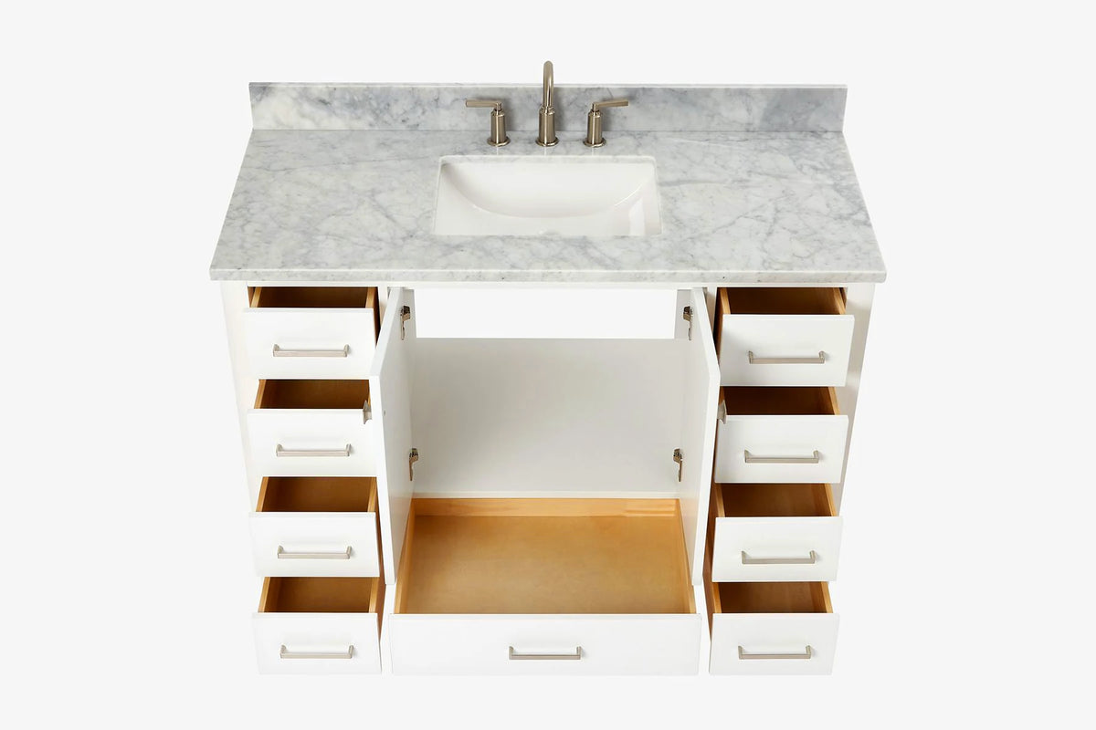 Ariel cambridge( 48"& 49") single rectangle sink  Bathroom vanity with carrara  marble (0.75 in, 1.5 in, 2 in) countertop