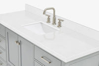 Ariel cambridge 66 inch single rectangle sink bathroom vanity with carrara white quartz countertop 1.5 edge in grey