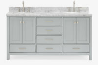 Ariel cambridge 66-67 inch double rectangle sink vanity with  marble countertop with (0.75,1.5)in edge