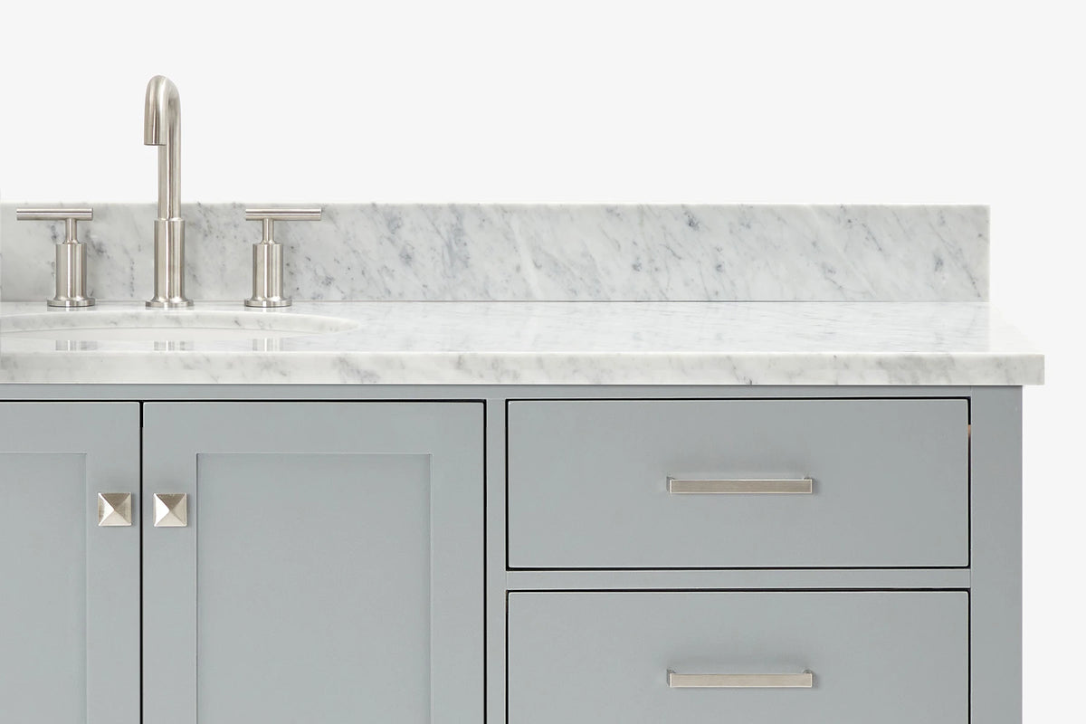 Ariel Cambridge (66" & 67") in single oval sink vanity with marble countertop (0.75" & 1.5").