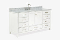 Ariel Cambridge (66" & 67") in single oval sink vanity with marble countertop (0.75" & 1.5").