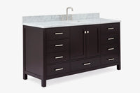 Ariel cambridge 66-67 inch single rectangle sink vanity with countertop with (0.75,1.5)in edge