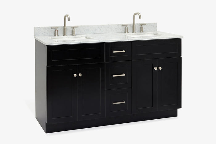 Ariel hamlet (60"& 61") double rectangle sink vanity with (0.75"& 1.5") countertop.