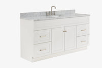 Ariel hamlet(66"&67") inch single rectangle sink vanity with marble countertop (0.75"&1.5") edge.