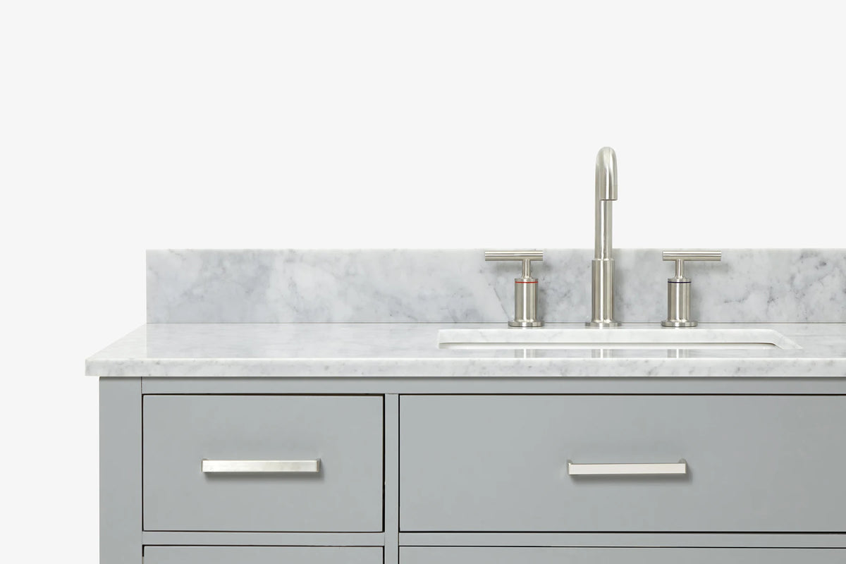 Ariel bristol 49 in. single rectangle sink vanity with 0.75 in. carrara white marble countertop in white