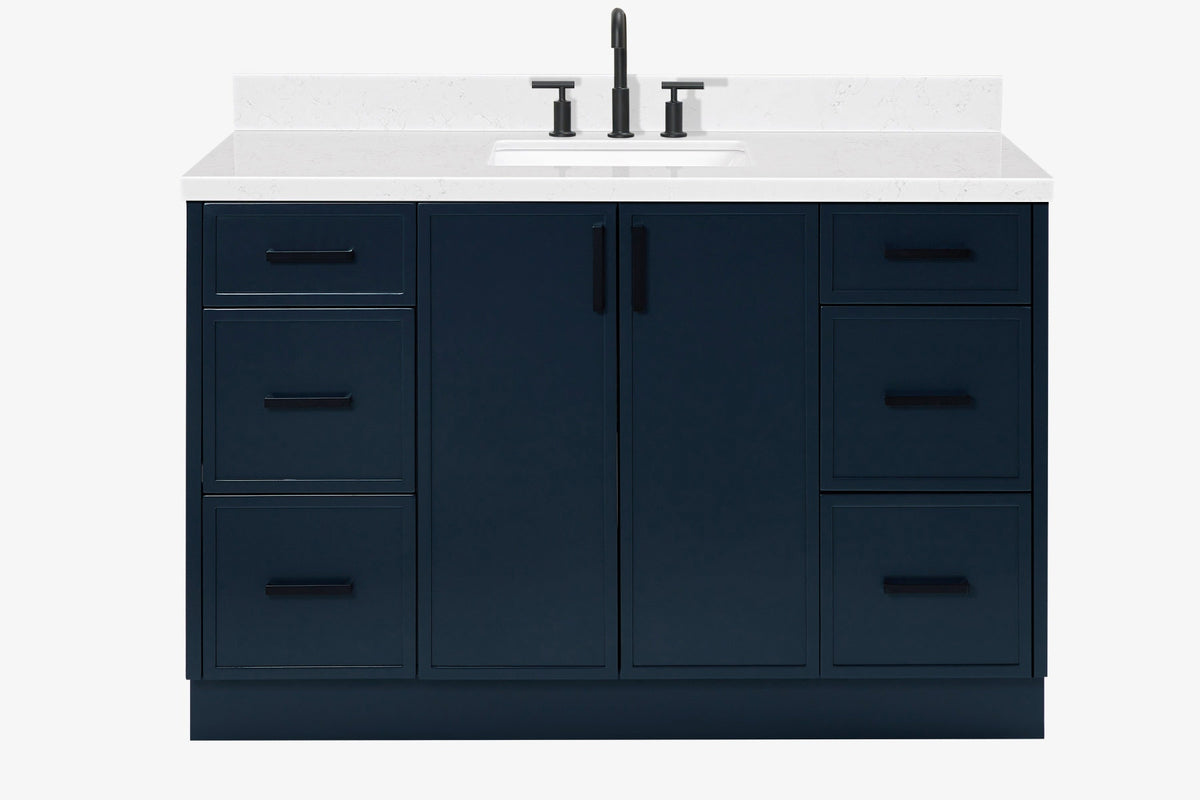 Ariel kelly 55 inch single rectangle sink bathroom vanity with countertop 1.5 inch edge