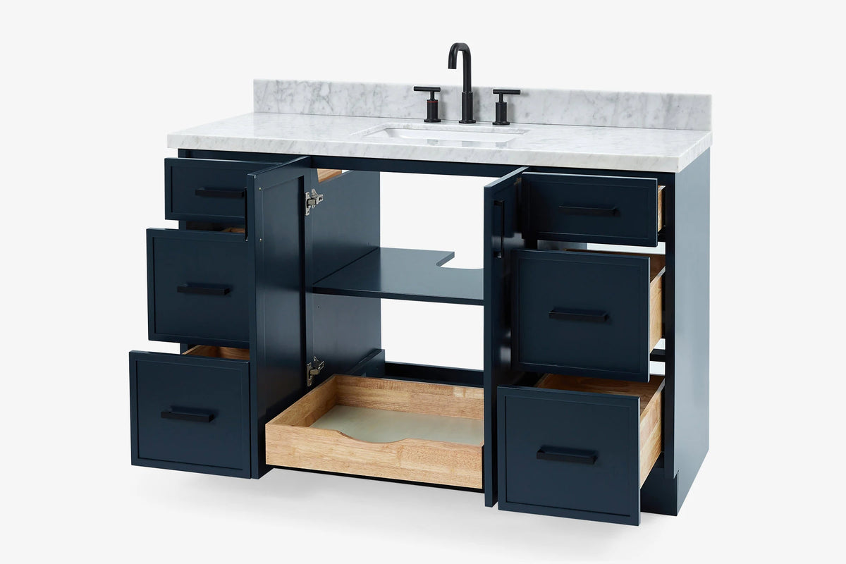 Ariel kelly 55 inch single rectangle sink bathroom vanity with countertop 1.5 inch edge