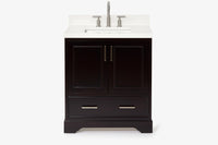 Ariel stafford 30.5 in. single rectangle sink vanity with carrara white marble countertop w/0.75" edge in white