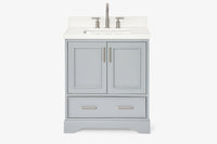 Ariel stafford 30.5 in. single rectangle sink vanity with carrara white marble countertop w/0.75" edge in white