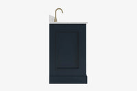 Ariel stafford 37 inch single left offset rectangle sink vanity with carrara white marble countertop w/0.75" edge in midnight blue