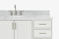 Ariel stafford 61 inch single oval sink vanity with carrara white marble countertop w/0.75" edge in midnight blue