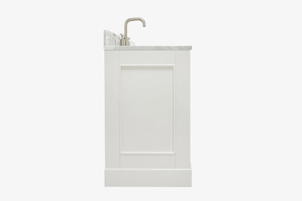 Ariel stafford 61 inch single rectangle sink vanity with carrara white marble countertop w/1.5" edge in white