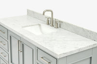 Ariel stafford 61 inch single rectangle sink vanity with carrara white marble countertop w/1.5" edge in white