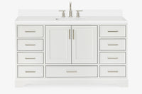 Ariel stafford 61 inch single rectangle sink vanity with carrara white marble countertop w/1.5" edge in white