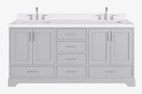 Ariel stafford 73 inch double rectangle sink vanity with carrara white marble countertop w/0.75" edge in white