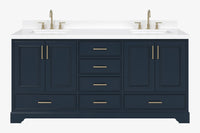 Ariel stafford 73 inch double rectangle sink vanity with carrara white marble countertop w/0.75" edge in white