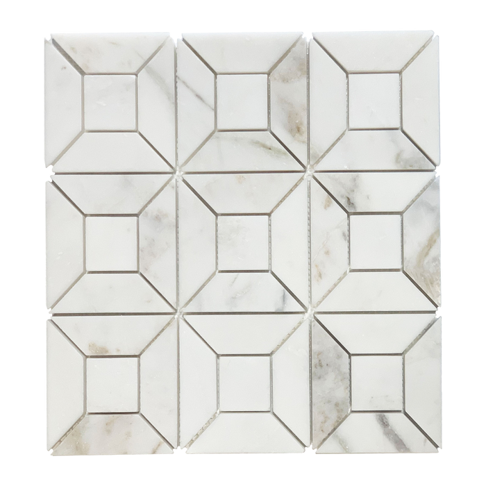 White lotus marble Polished Geometric Square Mosaic