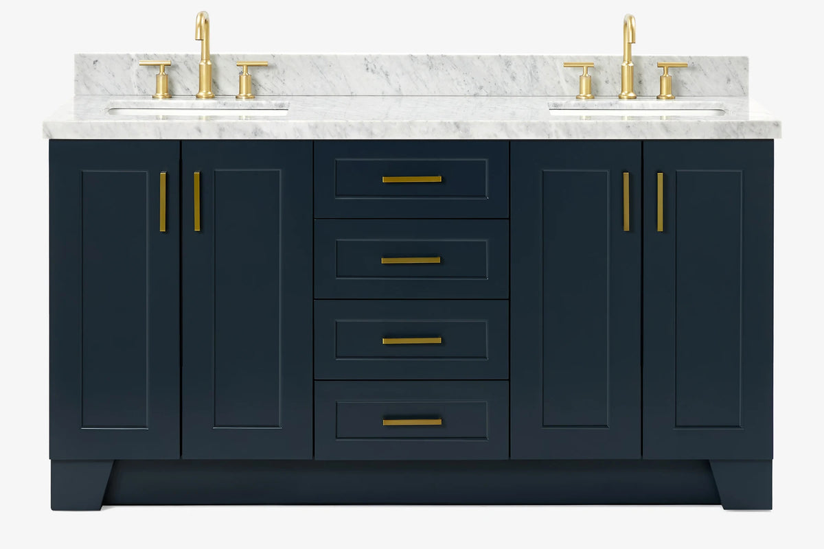 Ariel taylor (66"& 67") double rectangle sink vanity with marble countertop (0.75"& 1.5") edge.