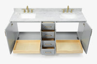Ariel taylor (72"& 73") double rectangle sink vanity with marble (0.75" & 1.5") countertop.