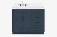 Ariel hepburn 42-43 in. left offset rectangle sink vanity with 0.75-1.5 inch with countertop
