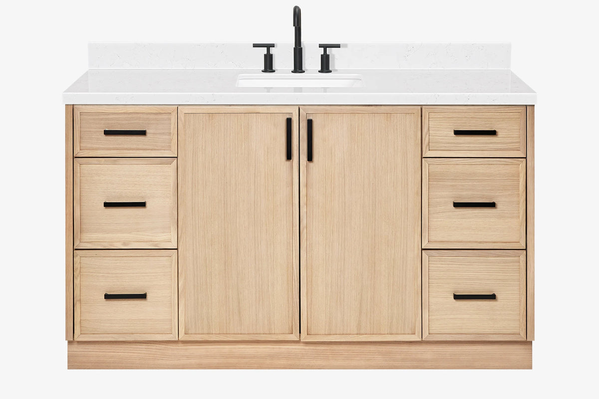 Ariel kelly 61 inch single rectangle sink bathroom vanity with marble countertop 1.5 inch edge