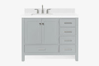 Ariel cambridge (43" & 42") left offset rectangle single sink vanity with marble (0.75", 1.5" & 2") in countertop