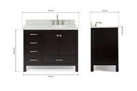 Ariel cambridge(42"&43") in. right offset oval single sink vanity with  marble (0.75",1.5"& 2") in countertop