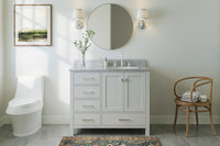 Ariel cambridge(42"&43") in. right offset oval single sink vanity with  marble (0.75",1.5"& 2") in countertop