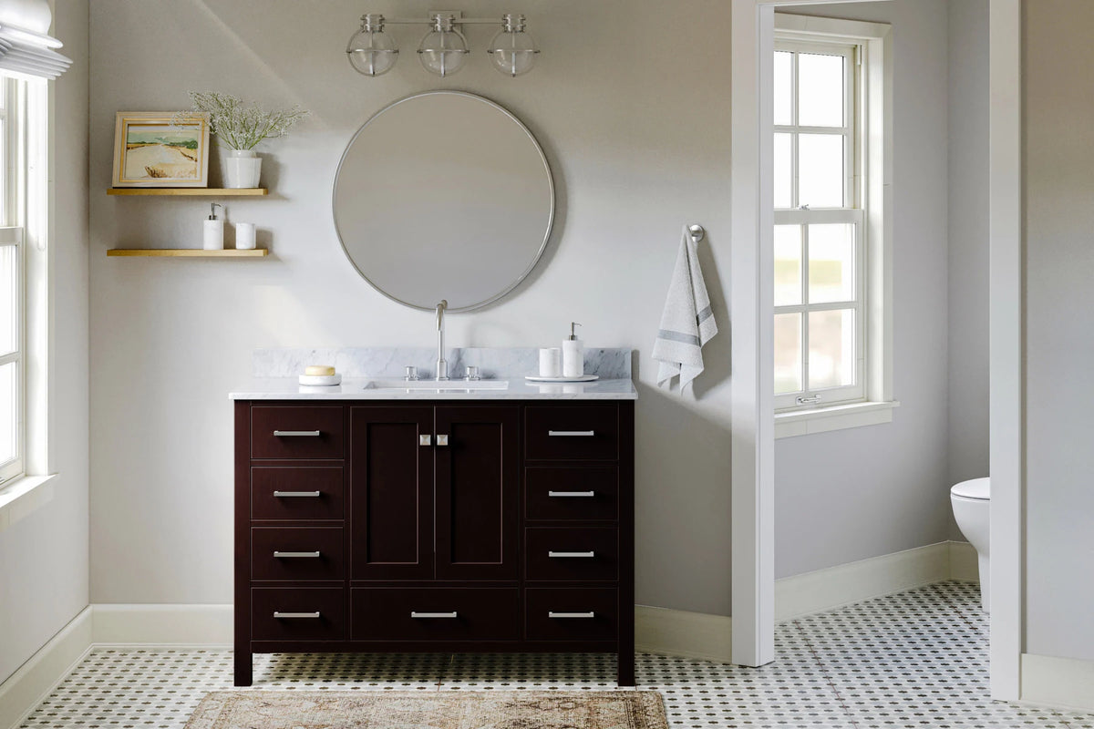 Ariel cambridge( 48"& 49") single rectangle sink  Bathroom vanity with carrara  marble (0.75 in, 1.5 in, 2 in) countertop