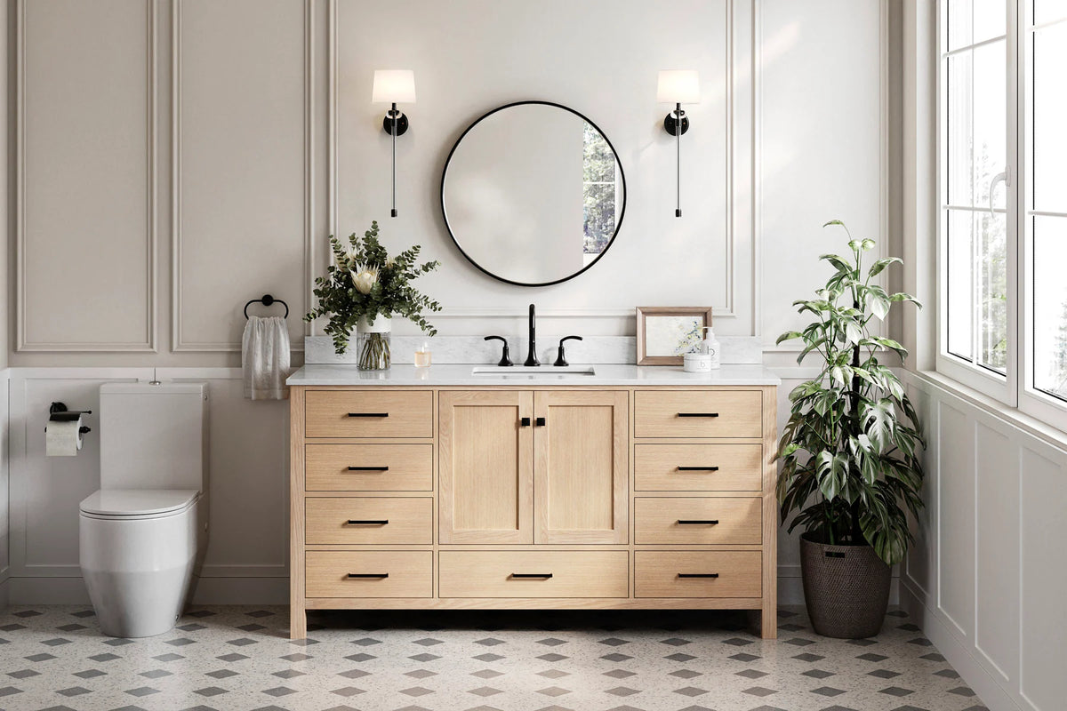 Ariel cambridge 66-67 inch single rectangle sink vanity with countertop with (0.75,1.5)in edge