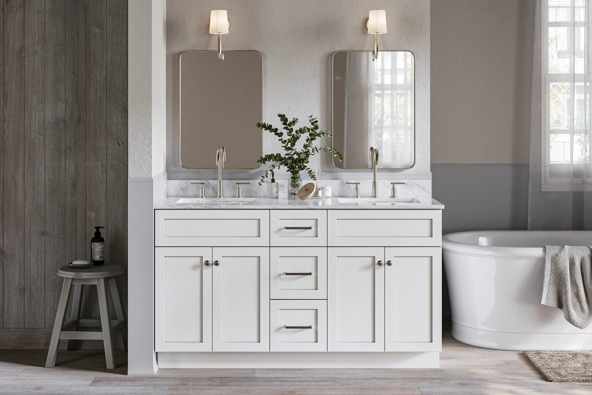 Ariel hamlet (60"& 61") double rectangle sink vanity with (0.75"& 1.5") countertop.