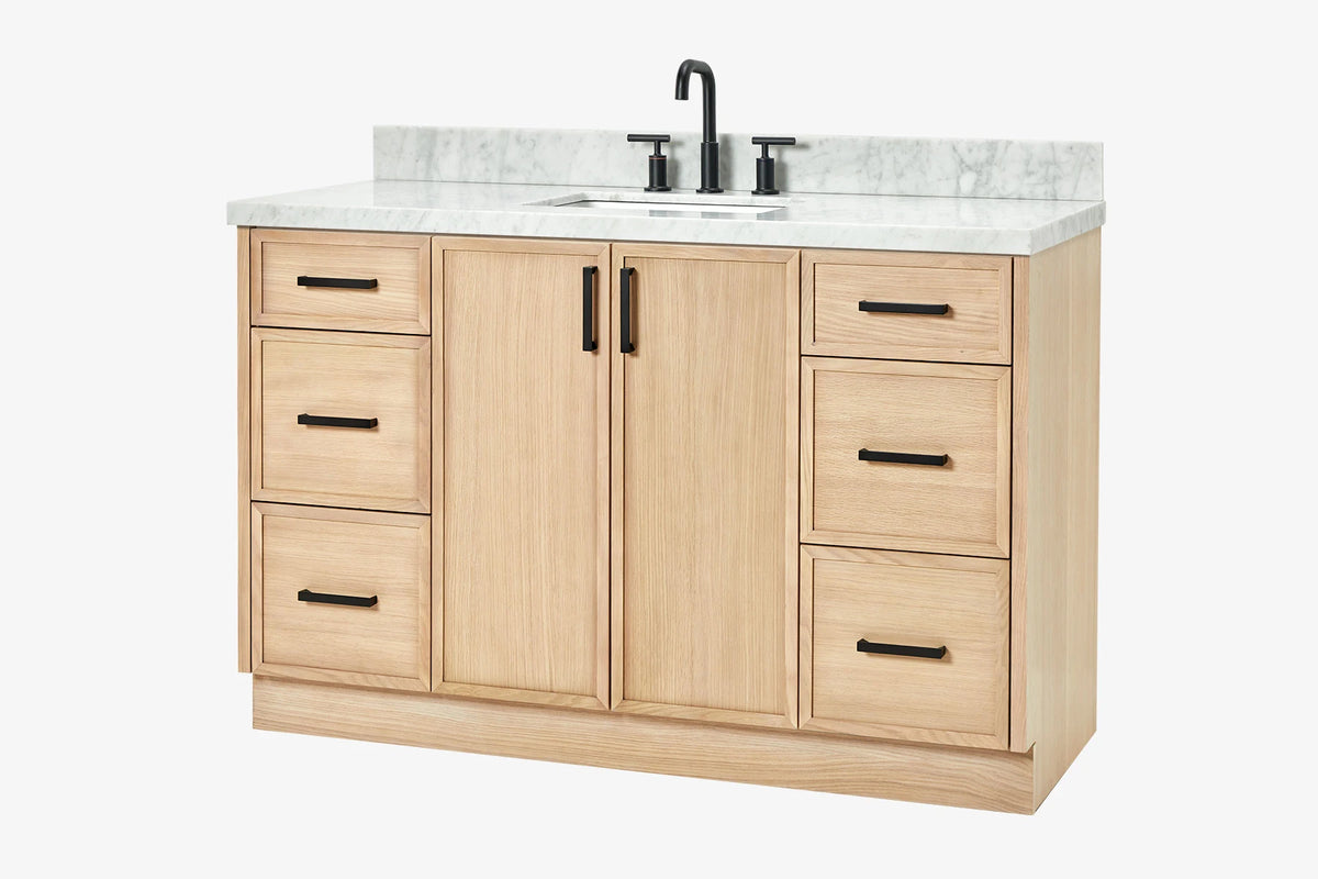 Ariel kelly 55 inch single rectangle sink bathroom vanity with countertop 1.5 inch edge