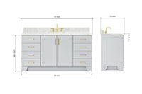 Ariel taylor (66"& 67") single rectangle sink vanity with  marble countertop (0.75"&1.5") edge.