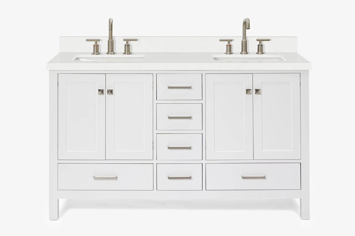 Ariel cambridge( 60 in , 61 in )  double rectangle sink vanity with Marble (0.75 in, 1.5 in, 2 in) countertop
