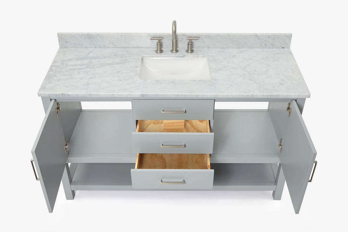 Ariel bayhill 60-61 in. rectangle sink vanity with (0.75,1.5) countertop