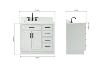 Ariel hepburn 36-37 in. left offset rectangle sink vanity with 0.75-1.5in. with countertop