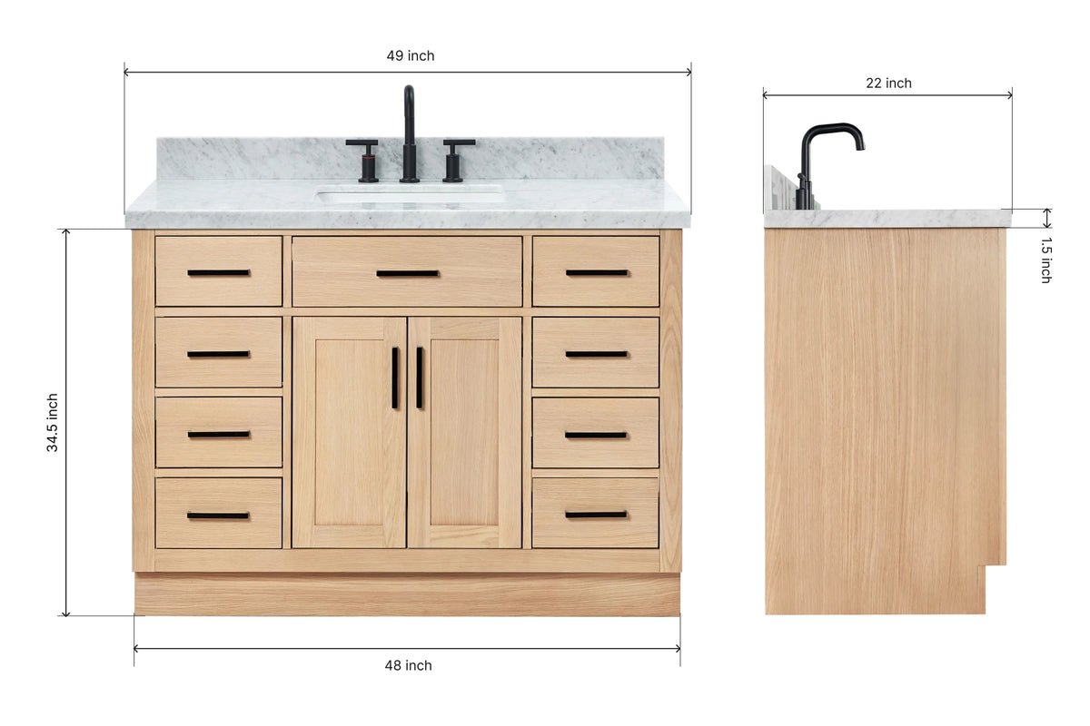 Ariel hepburn 48-49 in. rectangle sink bathroom vanity with  countertop 0.75-1.5 edge