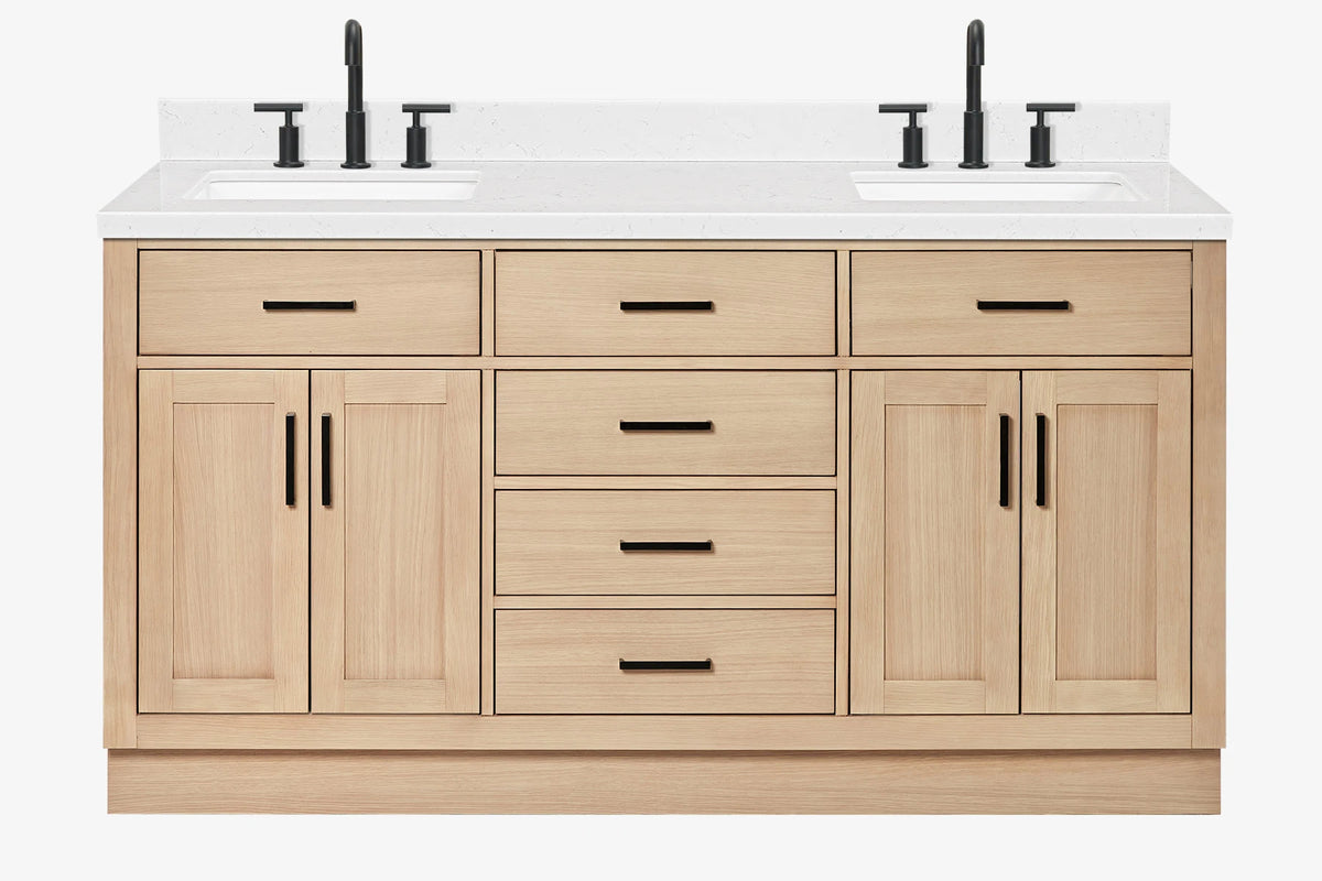 Ariel hepburn 66-67 inch double rectangle sink bathroom vanity with countertop 0.75-1.5 edge